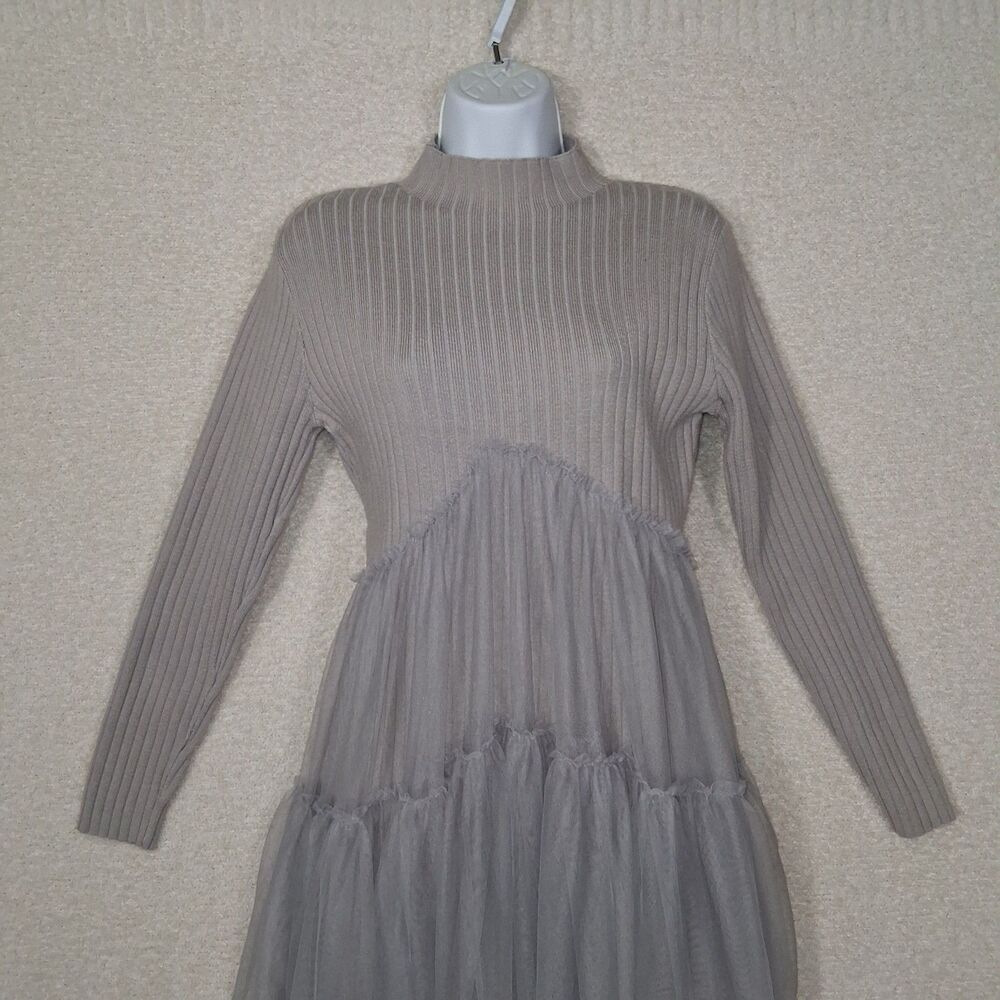 Sweater Layered Teired Tulle Midi Dress Sz M/L Ethereal Fairy Grunge Modest Comf - Picture 7 of 10